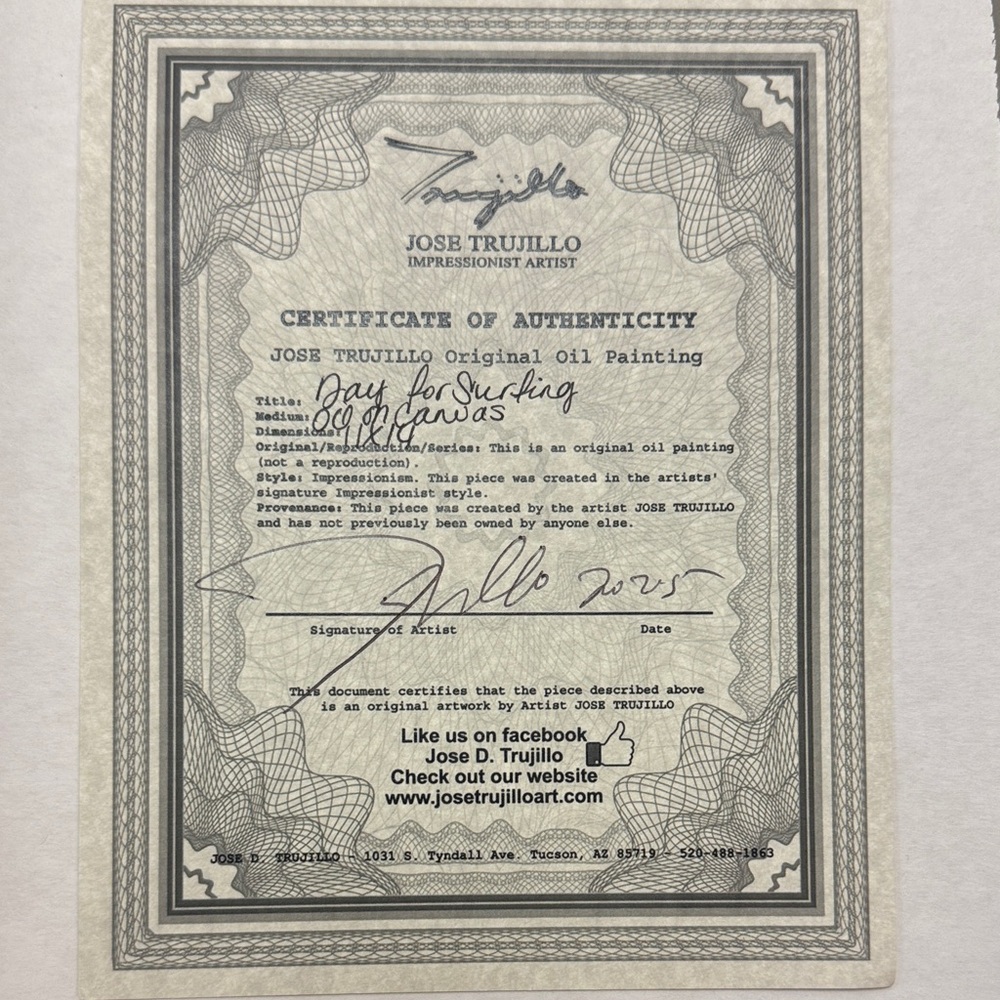 Day of Surfing impressionist painting by Jose Trujillo - Picture 2 of 2